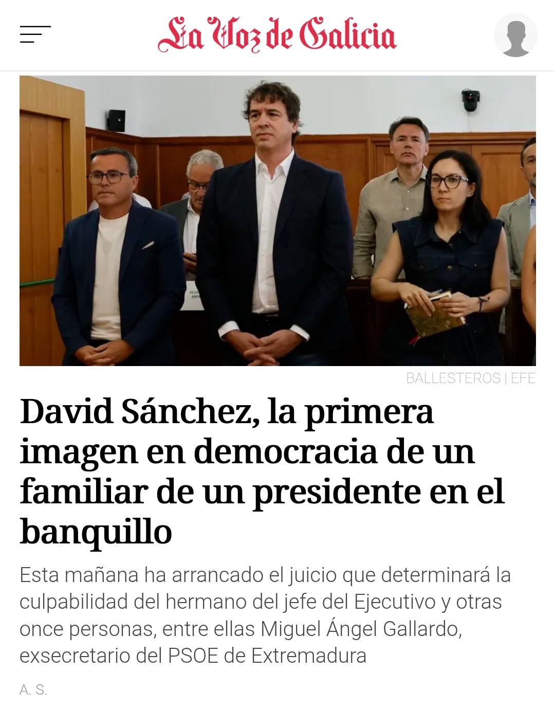 Artículo de La Voz de Galicia donde dice que "Este jueves empieza el juicio que determinará la culpabilidad del hermano del jefe del ejecutivo".