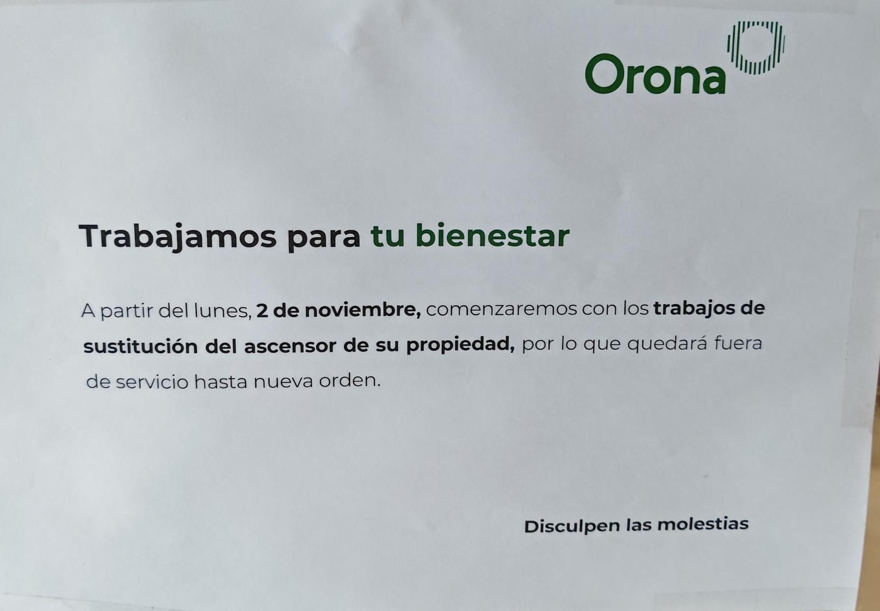 Aviso Cambio Ascensor